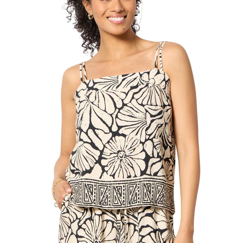 NWT Evereve Women's Floral Amelia Tank Top Vacation Summer Natural Size Small